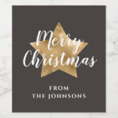 Feierlicher Star Frohe Weihnachten Weinetikett (Einzelnes Label)