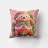 Feierlicher Teddybär mit Geschenken und Weihnachts Kissen (Rückseite)