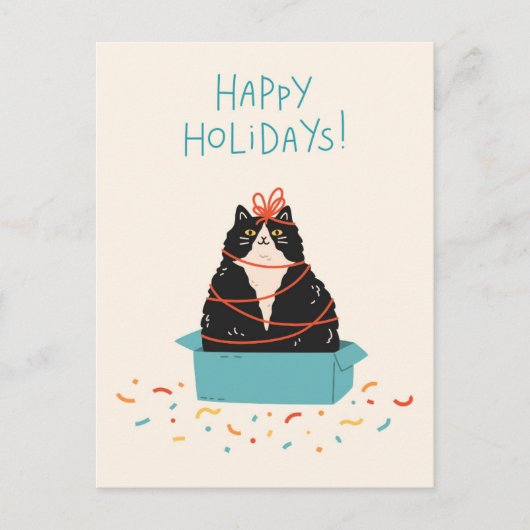 Feierlicher Urlaub für Katzen Feiertagspostkarte (Vorderseite)