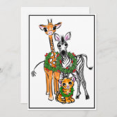 Feierlicher Urlaub Giraffe, Zebra, Tiger Feiertagskarte (Vorne/Hinten)