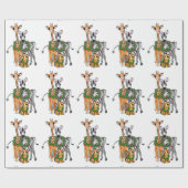 Feierlicher Urlaub Giraffe, Zebra, Tiger Geschenkpapier (Flach)