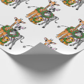 Feierlicher Urlaub Giraffe, Zebra, Tiger Geschenkpapier (Ecke)