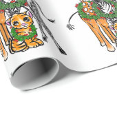 Feierlicher Urlaub Giraffe, Zebra, Tiger Geschenkpapier (Rolleneckpunkt)