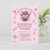 Feierlicher Wasserfarbencocktail Galentinstag Einladung (Stehend Vorderseite)