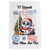 Feierlicher Weihnachtsfeier mit Schneemann Mittlere Geschenktüte (Rückseite)