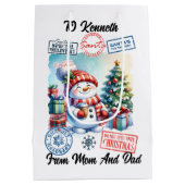 Feierlicher Weihnachtsfeier mit spielerischem Schn Mittlere Geschenktüte (Rückseite)