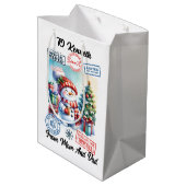 Feierlicher Weihnachtsfeier mit spielerischem Schn Mittlere Geschenktüte (Rückseite Schrägansicht)