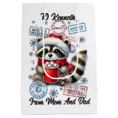 Feierlicher Weihnachtsfeiertag mit aufregendem Url Mittlere Geschenktüte (Rückseite)