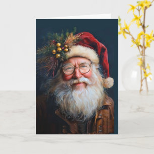 Feierlicher Weihnachtsmann in vollem Glanz Karte