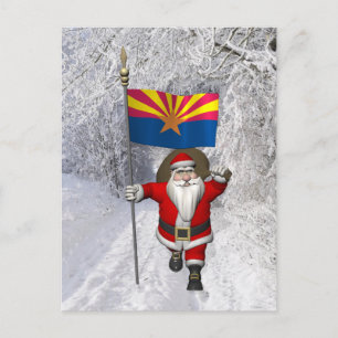 Feierlicher Weihnachtsmann mit dem Ende von Arizon Feiertagspostkarte