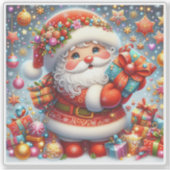 Feierlicher Weihnachtsmann und frohe Weihnachten Aufkleber (Vorderseite)