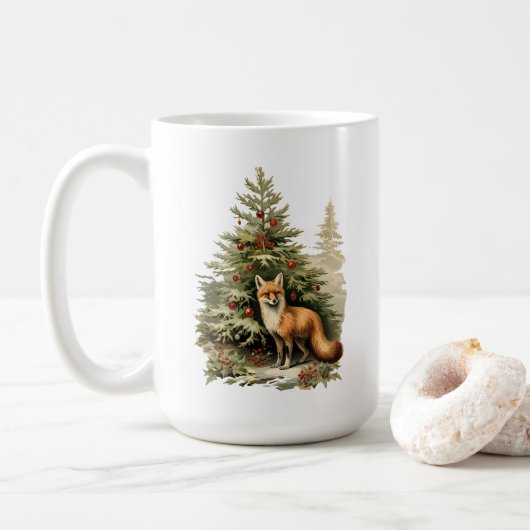 Feierlicher Whimsy: Weihnachtsbaum & Fox Kaffeetasse (Mit Donut)