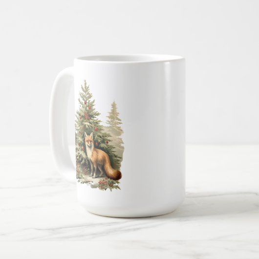 Feierlicher Whimsy: Weihnachtsbaum & Fox Kaffeetasse (Vorderseite Links)