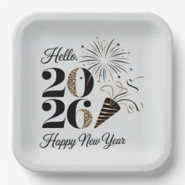Feierliches 2026 Neujahrsgruß  Pappteller