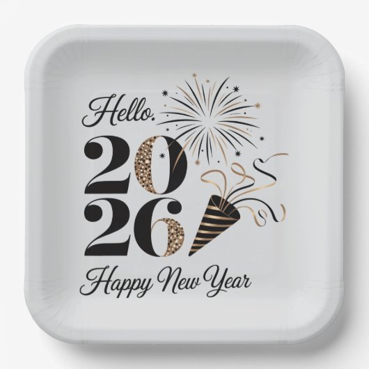 Feierliches 2026 Neujahrsgruß  Pappteller (Vorderseite)