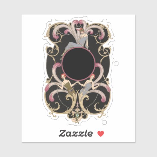 Feierliches Art Deco anpassbar Aufkleber (Blatt)