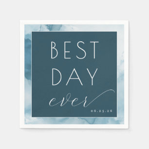Feierliches Blau Aquarell Serviette