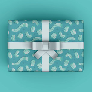 Feierliches Blaues Urlaubsmuster Weihnachten Geschenkpapier