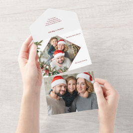 Feierliches bunter Weihnachten Blumengebäck Foto All In One Einladung