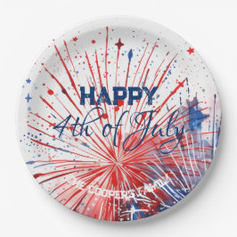 Feierliches Feuerwerk glücklich 4. Juli Benutzerde Pappteller
