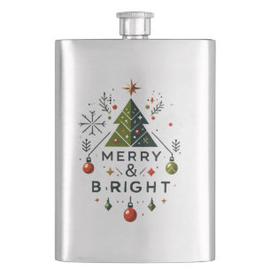 Feierliches fröhliches und helles Weihnachtsbaumde Flachmann