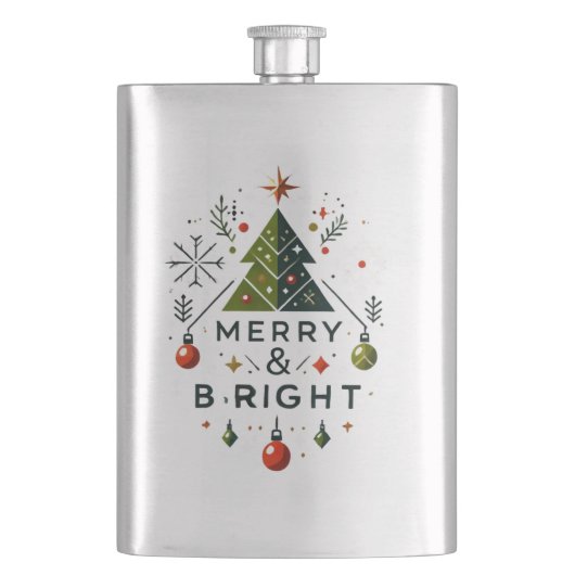 Feierliches fröhliches und helles Weihnachtsbaumde Flachmann (Vorderseite)