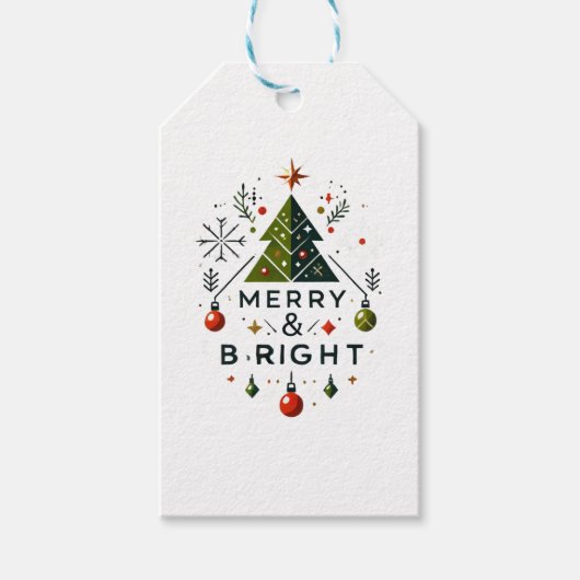 Feierliches fröhliches und helles Weihnachtsbaumde Geschenkanhänger (Vorderseite)
