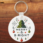 Feierliches fröhliches und helles Weihnachtsbaumde Schlüsselanhänger (Vorderseite)