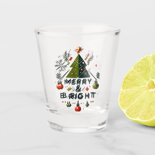 Feierliches fröhliches und helles Weihnachtsbaumde Schnapsglas (Vorderseite)