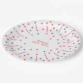 Feierliches Glück 4. Juli Feuerwerk und Sterne Par Pappteller (Schrägansicht)