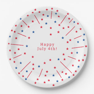 Feierliches Glück 4. Juli Feuerwerk und Sterne Par Pappteller