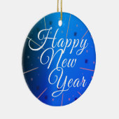 Feierliches Glück Neues Jahr Blau Keramik Ornament (Rechts)