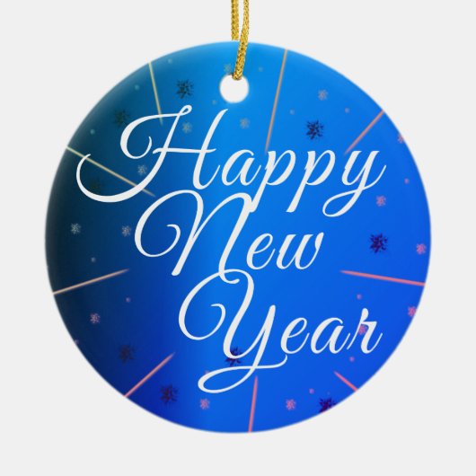 Feierliches Glück Neues Jahr Blau Keramik Ornament (Vorne)
