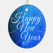 Feierliches Glück Neues Jahr Blau Keramik Ornament (Links)