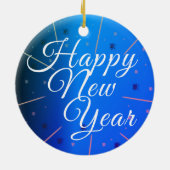 Feierliches Glück Neues Jahr Blau Keramik Ornament (Hinten)