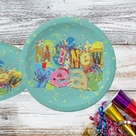 Feierliches Glück Neues Jahr Pappteller