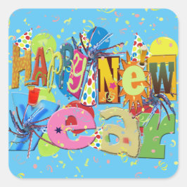 Feierliches Glück Neues Jahr Quadratischer Aufkleber