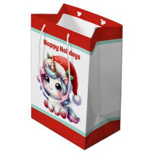 Feierliches Glück Weihnachten Weihnachten Einhorn Mittlere Geschenktüte