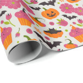 Feierliches Halloween | Kuchen, Kürbis und Flederm Geschenkpapier (Rolleneckpunkt)