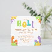 Feierliches Happy Holi farbenfrohe Paint Splashes Einladung (Stehend Vorderseite)