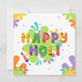 Feierliches Happy Holi farbenfrohe Paint Splashes Einladung (Rückseite)