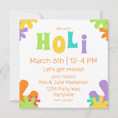 Feierliches Happy Holi farbenfrohe Paint Splashes Einladung (Vorderseite)