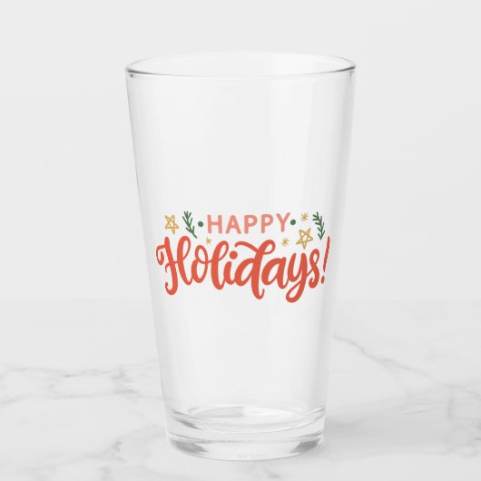 Feierliches Happy Holidays Design Glas (Vorderseite)