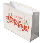 Feierliches Happy Holidays Design Große Geschenktüte (Rückseite Schrägansicht)