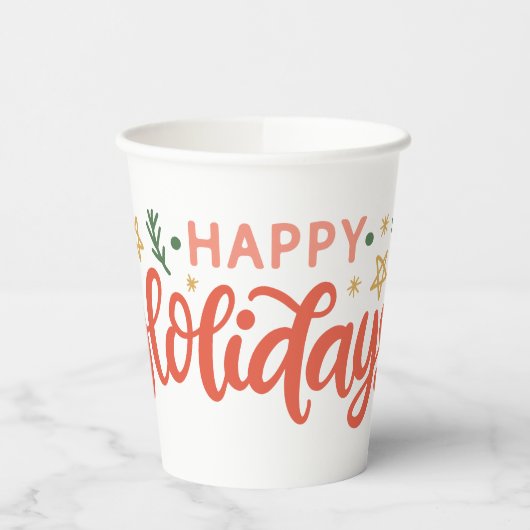 Feierliches Happy Holidays Design Pappbecher (Links)