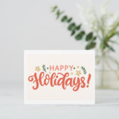 Feierliches Happy Holidays Design Postkarte (Stehend Vorderseite)