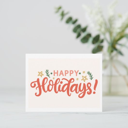 Feierliches Happy Holidays Design Postkarte (Stehend Vorderseite)