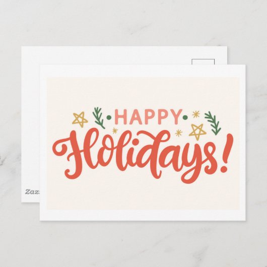Feierliches Happy Holidays Design Postkarte (Vorne/Hinten)