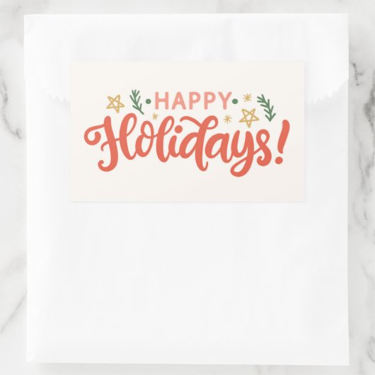 Feierliches Happy Holidays Design Rechteckiger Aufkleber (Tasche)