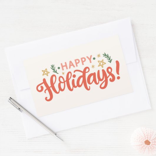 Feierliches Happy Holidays Design Rechteckiger Aufkleber (Umschlag)